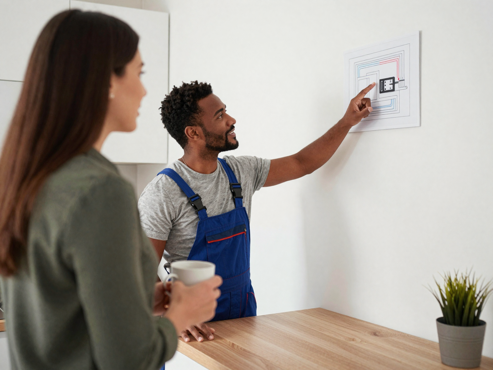 Professional electrician working on smart home installation